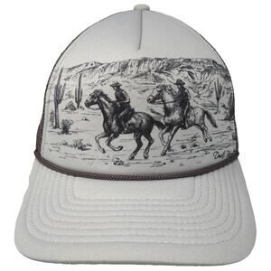Dusti Rhoads Trucker Hat Gray OSFM Western Cowboy Horseback Mesh Foam Snapback